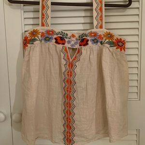 Anthropologie embroidered tak top